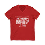 WEED THEMSELVES OUT UNISEX V-NECK T-SHIRT