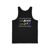 BLACK GAY FUP WHITE UNISEX TANK TOP