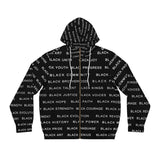 BLACK MAGIC WHITE LETTERS AOP ZIP HOODIE