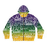 EAUX- WHITE ON MARDI GRAS AOP ZIP HOODIE
