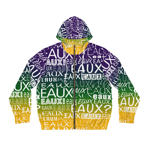 EAUX- WHITE ON MARDI GRAS AOP ZIP HOODIE