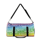 EAUX WHITE ON RAINBOW DUFFEL BAG