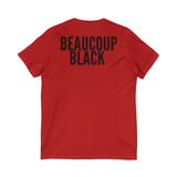 BEAUCOUP BLACK - BLACK UNISEX V-NECK T-SHIRT