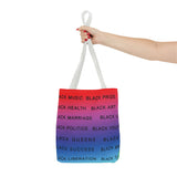 BLACK MAGIC RAINBOW BLACK  TOTE BAG