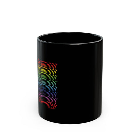 BIIIIIITCH RAINBOW CERAMIC BLACK MUG 11oz