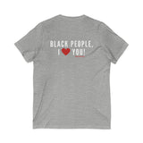 BLACKITY BLACK - WHITE UNISEX V-NECK T-SHIRT