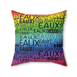 EAUX - BLACK ON RAINBOW THROW PILLOW