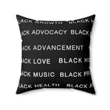 BLACK MAGIC WHITE LETTERS THROW PILLOW