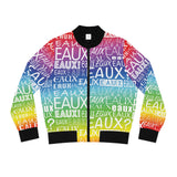 EAUX WHITE ON RAINBOW AOP WOMEN'S BOMBER JACKET