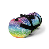 EAUX WHITE ON RAINBOW DUFFEL BAG
