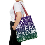 EAUX- WHITE ON MARDI GRAS TOTE BAG