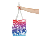 EAUX WHITE ON RAINBOW TOTE BAG