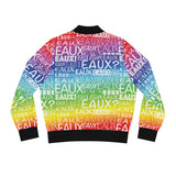 EAUX WHITE ON RAINBOW AOP WOMEN'S BOMBER JACKET