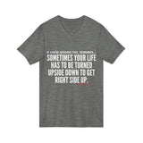 UPSIDE DOWN UNISEX V NECK T SHIRTS