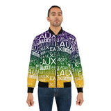 EAUX- WHITE ON MARDI GRAS AOP MEN'S BOMBER JACKET