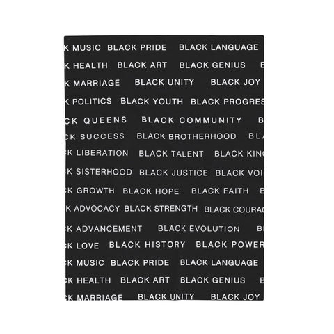 BLACK MAGIC WHITE LETTERS PLUSH BLANKET