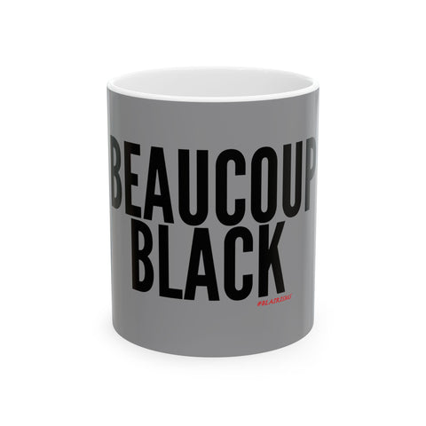 BEAUCOUP BLACK - BLACK CERAMIC MUG - WHITE 11OZ