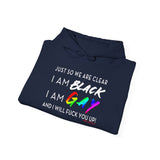 BLACK GAY FUP WHITE UNISEX HOODIE