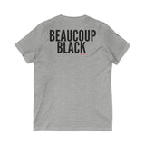 BEAUCOUP BLACK - BLACK UNISEX V-NECK T-SHIRT