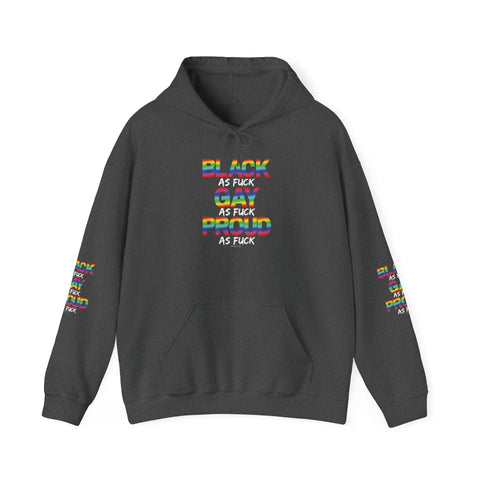 BLACK GAY PROUD AF UNISEX HOODIE