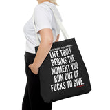 LIFE TRULY BEGINS TOTE BAG