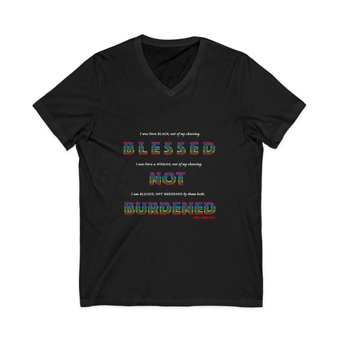 BLACK WOMAN RAINBOW UNISEX V-NECK T-SHIRT