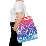 EAUX WHITE ON RAINBOW TOTE BAG