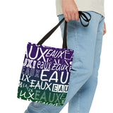EAUX- WHITE ON MARDI GRAS TOTE BAG