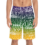 EAUX- WHITE ON MARDI GRAS BOARD SHORTS