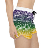 EAUX- WHITE ON MARDI GRAS WOMEN'S CASUAL SHORT