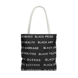 BLACK MAGIC WHITE LETTERS TOTE BAG