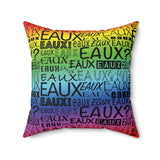EAUX - BLACK ON RAINBOW THROW PILLOW