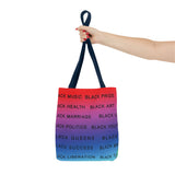BLACK MAGIC RAINBOW BLACK  TOTE BAG