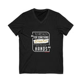 REACH FOR SOMETHING WHITE GOLD UNISEX V-NECK T-SHIRTS
