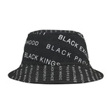 BLACK MAGIC WHITE LETTERS AOP BUCKET HAT