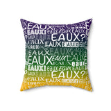 EAUX- WHITE ON MARDI GRAS  THROW PILLOW