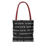 BLACK MAGIC WHITE LETTERS TOTE BAG