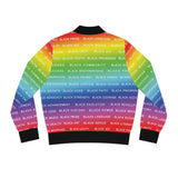 BLACK MAGIC RAINBOW WHITE AOP WOMEN'S BOMBER JACKET