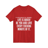 LIFE IS QUICK UNISEX V-NECK T-SHIRT