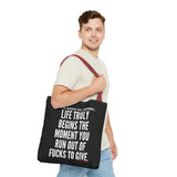 LIFE TRULY BEGINS TOTE BAG