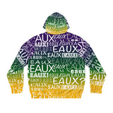 EAUX- WHITE ON MARDI GRAS AOP ZIP HOODIE