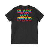 BLACK GAY PROUD UNISEX V-NECK T-SHIRTS