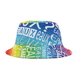 EAUX WHITE ON RAINBOW AOP BUCKET HAT