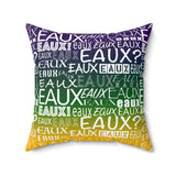 EAUX- WHITE ON MARDI GRAS  THROW PILLOW