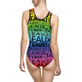 EAUX BLACK ON RAINBOW 1 PIECE SWIM SUIT