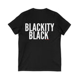 BLACKITY BLACK - WHITE UNISEX V-NECK T-SHIRT