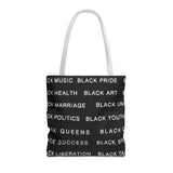 BLACK MAGIC WHITE LETTERS TOTE BAG