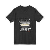 REACH FOR SOMETHING WHITE GOLD UNISEX V-NECK T-SHIRTS