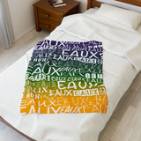EAUX- WHITE ON MARDI GRAS PLUSH BLANKET