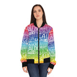 EAUX WHITE ON RAINBOW AOP WOMEN'S BOMBER JACKET